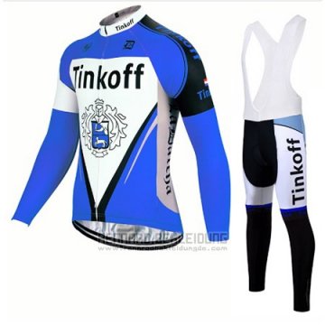 2017 Fahrradbekleidung Tinkoff Blau Trikot Langarm und Tragerhose