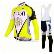 2017 Fahrradbekleidung Tinkoff Gelb Trikot Langarm und Tragerhose
