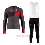 2017 Fahrradbekleidung Wieiev Shwarz und Grau Trikot Langarm und Tragerhose