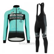 2018 Fahrradbekleidung Bianchi Blau Trikot Langarm und Tragerhose