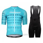 2018 Fahrradbekleidung Campagnolo Azurblau Trikot Kurzarm und Tragerhose