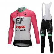 2018 Fahrradbekleidung Cannondale Drapac Wei und Rosa Trikot Langarm und Tragerhose