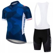 2018 Fahrradbekleidung Castelli Dunkel Blau Trikot Kurzarm und Tragerhose