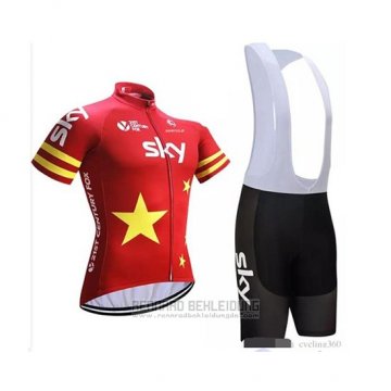 2018 Fahrradbekleidung China Rot Trikot Kurzarm und Tragerhose