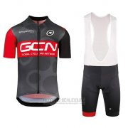 2018 Fahrradbekleidung GCN Shwarz und Rot Trikot Kurzarm und Tragerhose