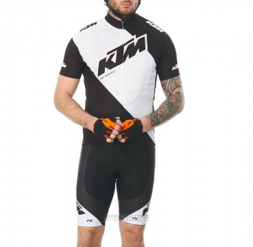 2018 Fahrradbekleidung Ktm Wei Trikot Kurzarm und Tragerhose