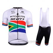 2018 Fahrradbekleidung Mitchelton Scott Champion Afrika Trikot Kurzarm und Tragerhose