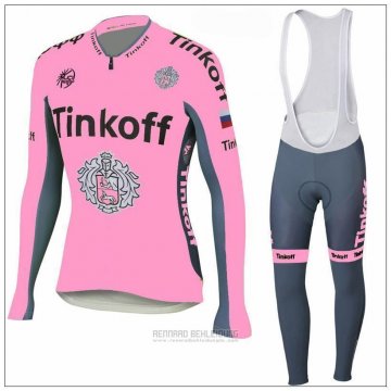 2018 Fahrradbekleidung Tinkoff Rosa Trikot Langarm und Tragerhose