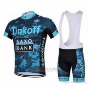 2018 Fahrradbekleidung Tinkoff Saxo Bank Blau Trikot Kurzarm und Tragerhose