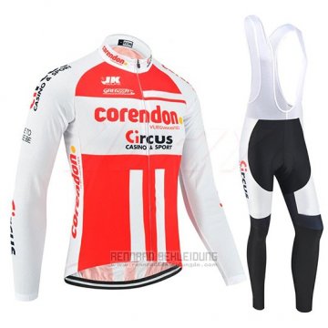 2019 Fahrradbekleidung Corendon Circus Wei Rot Trikot Langarm und Tragerhose