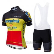 2019 Fahrradbekleidung Deceuninck Quick Step Shwarz Gelb Rot Trikot Kurzarm und Tragerhose