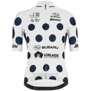 2019 Fahrradbekleidung Tour Down Under Blau Wei Trikot Kurzarm und Tragerhose