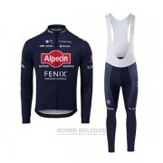 2020 Fahrradbekleidung Alpecin Fenix Blau Rot Trikot Langarm und Tragerhose