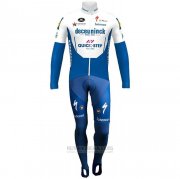 2020 Fahrradbekleidung Deceuninck Quick Step Blau Wei Trikot Langarm und Tragerhose