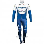 2020 Fahrradbekleidung Deceuninck Quick Step Blau Wei Trikot Langarm und Tragerhose