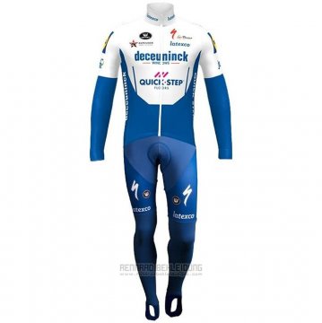 2020 Fahrradbekleidung Deceuninck Quick Step Blau Wei Trikot Langarm und Tragerhose