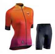 2020 Fahrradbekleidung Frau Northwave Orange Trikot Kurzarm und Tragerhose