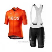 2020 Fahrradbekleidung INEOS Orange Trikot Kurzarm und Tragerhose