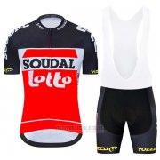 2020 Fahrradbekleidung Lotto Soudal Shwarz Wei Rot Trikot Kurzarm und Tragerhose