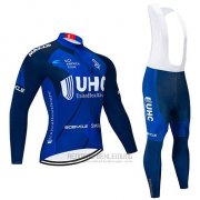 2020 Fahrradbekleidung UHC Dunkel Blau Trikot Langarm und Tragerhose