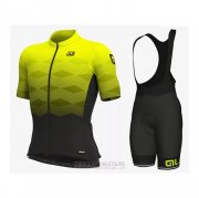 2021 Fahrradbekleidung ALE Gelb Trikot Kurzarm und Tragerhose