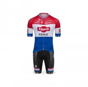 2021 Fahrradbekleidung Alpecin Fenix Champion Niederlande Trikot Kurzarm und Tragerhose