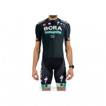 2021 Fahrradbekleidung Bora-Hansgrone Dunkel Grun Trikot Kurzarm und Tragerhose