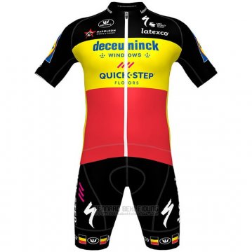 2021 Fahrradbekleidung Deceuninck Quick Step Shwarz Gelb Rot Trikot Kurzarm und Tragerhose