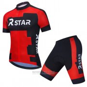 2021 Fahrradbekleidung R Star Shwarz Rot Trikot Kurzarm und Tragerhose(1)