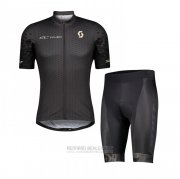 2021 Fahrradbekleidung Scott Shwarz Trikot Kurzarm und Tragerhose