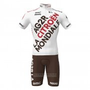 2022 Fahrradbekleidung Ag2r La Mondiale Wei Braun Trikot Kurzarm und Tragerhose