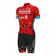 2022 Fahrradbekleidung Bahrain Victorious Rot Trikot Kurzarm und Tragerhose