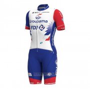 2022 Fahrradbekleidung Groupama-FDJ Wei Trikot Kurzarm und Tragerhose