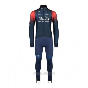 2022 Fahrradbekleidung Ineos Grenadiers Dunkel Blau Trikot Langarm und Tragerhose