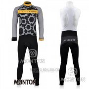 2010 Fahrradbekleidung Livestrong Grau Trikot Langarm und Tragerhose