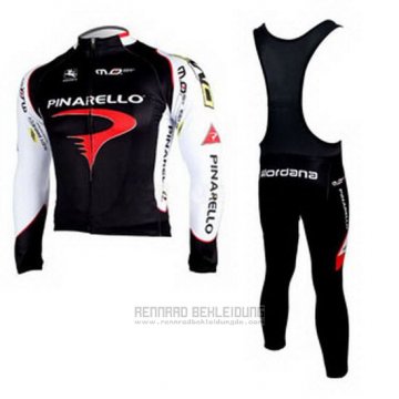 2010 Fahrradbekleidung Pinarello Shwarz und Wei Trikot Langarm und Tragerhose