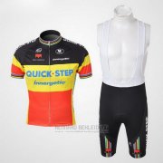 2010 Fahrradbekleidung Quick Step Champion Belgien Trikot Kurzarm und Tragerhose