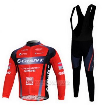 2011 Fahrradbekleidung Giant Shwarz und Rot Trikot Langarm und Tragerhose