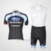 2011 Fahrradbekleidung Subaru Wei und Shwarz Trikot Kurzarm und Tragerhose