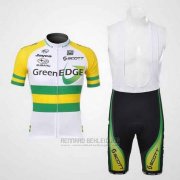 2012 Fahrradbekleidung GreenEDGE Champion Osterreich Trikot Kurzarm und Tragerhose