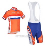 2013 Fahrradbekleidung Niederlande Wei und Orange Trikot Kurzarm und Tragerhose
