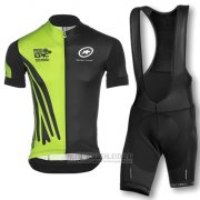 2016 Fahrradbekleidung Assos Shwarz und Grun Trikot Kurzarm und Tragerhose