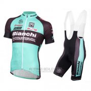 2016 Fahrradbekleidung Bianchi Mtb Hellblau und Shwarz Trikot Kurzarm und Tragerhose