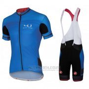 2016 Fahrradbekleidung Castelli Shwarz und Azurblau Trikot Kurzarm und Tragerhose