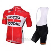 2016 Fahrradbekleidung Lotto Soudal Wei und Rot Trikot Kurzarm und Tragerhose