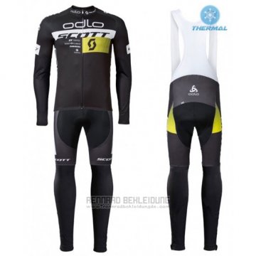 2016 Fahrradbekleidung Scott Gelb und Shwarz Trikot Langarm und Tragerhose