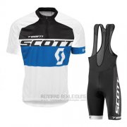 2016 Fahrradbekleidung Scott Wei und Blau Trikot Kurzarm und Tragerhose