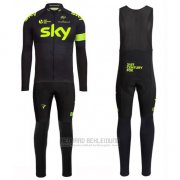 2016 Fahrradbekleidung Sky Grun und Shwarz Trikot Langarm und Tragerhose