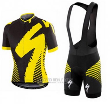 2016 Fahrradbekleidung Specialized Tief Shwarz und Gelb Trikot Kurzarm und Tragerhose