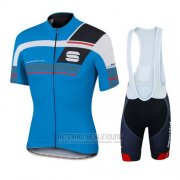 2016 Fahrradbekleidung Sportful Shwarz und Blau Trikot Kurzarm und Tragerhose